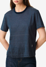 AMI PARIS Ami De Coeur Striped T-shirt Blue FTS373JE0212_A044