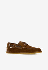 AMI PARIS Lace-Up Suede Loafers Brown USV830872_236
