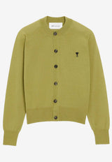 AMI PARIS Ami De Coeur Ribbed Cardigan Green FKC386KN0039_A091