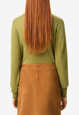 AMI PARIS Ami De Coeur Ribbed Cardigan Green FKC386KN0039_A091