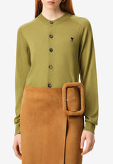 AMI PARIS Ami De Coeur Ribbed Cardigan Green FKC386KN0039_A091