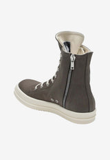 Rick Owens DRKSHDW Temple High-Top Denim Sneakers Gray DU01F4807DO/S_DARKS-341