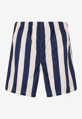 AMI PARIS Striped Swim Shorts Blue HBW316AW0027_A027