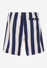 AMI PARIS Striped Swim Shorts Blue HBW316AW0027_A027