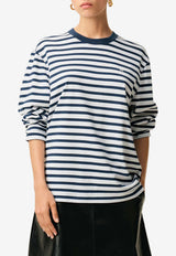 AMI PARIS Marinière Long-Sleeved T-shirt Blue UTS375JE0210_A044