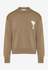 AMI PARIS Ami De Coeur Wool Sweater Beige UKS859KN0156_A117