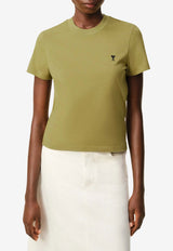 AMI PARIS Ami De Coeur Cropped T-shirt Green FTS347724_A035