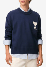 AMI PARIS Ami De Coeur Wool Sweater Blue UKS859KN0156_A116