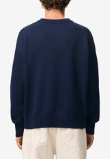 AMI PARIS Ami De Coeur Wool Sweater Blue UKS859KN0156_A116