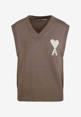 AMI PARIS V-neck Ami De Coeur Vest Beige UKS860KN0156_A117