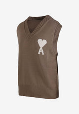 AMI PARIS V-neck Ami De Coeur Vest Beige UKS860KN0156_A117