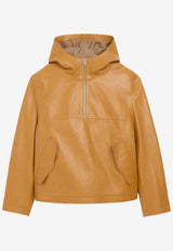 AMI PARIS Hooded Leather Jacket Brown HJK903LH0067_A086