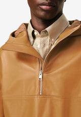 AMI PARIS Hooded Leather Jacket Brown HJK903LH0067_A086