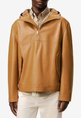 AMI PARIS Hooded Leather Jacket Brown HJK903LH0067_A086