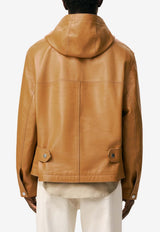 AMI PARIS Hooded Leather Jacket Brown HJK903LH0067_A086