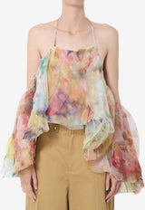 Zimmermann Luna Floral Chiffon Halter Top Multicolor 7470TS261--SPLIFLO