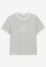 AMI PARIS Logo Patch Boxy T-shirt Gray UTS371724_A079