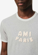 AMI PARIS Logo Patch Boxy T-shirt Gray UTS371724_A079