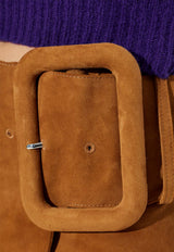 AMI PARIS Big Buckle Suede Skirt Caramel FSK463LH0059_236