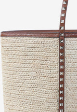 Rockstud Straw Tote Bag