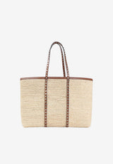 Rockstud Straw Tote Bag