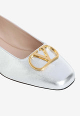 VLogo Signature Metallic Leather Ballet Flats