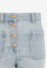 Logo Patch Straight-Leg Washed Jeans