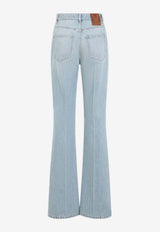 Logo Patch Straight-Leg Washed Jeans