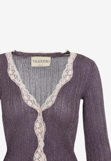 Lace-Trimmed V-neck Cardigan