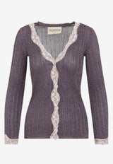 Lace-Trimmed V-neck Cardigan