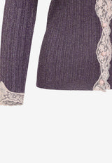 Lace-Trimmed V-neck Cardigan