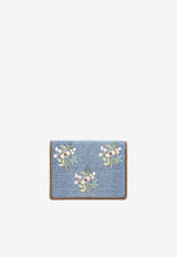 Floral Embroidered VLogo Denim Wallet