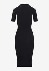 Gathered Knit Dress with Bow