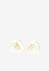 VLogo Heart-Shaped Pearl Earrings