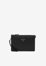 Prada Triangle Logo Saffiano Leather Pouch Black 2VF032OOI9Z2/S_PRADA-F0002