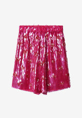 Dries Van Noten Silk Sequined Shorts Fuchsia 109423383/S_DRVNO-304
