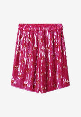 Dries Van Noten Silk Sequined Shorts Fuchsia 109423383/S_DRVNO-304