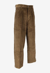 AMI PARIS Buttoned Wide-Leg Pants Brown HTR830CO0131_298