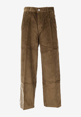 AMI PARIS Buttoned Wide-Leg Pants Brown HTR830CO0131_298