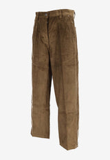 AMI PARIS Buttoned Wide-Leg Pants Brown HTR830CO0131_298