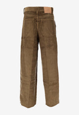 AMI PARIS Buttoned Wide-Leg Pants Brown HTR830CO0131_298