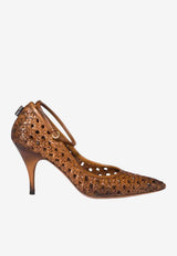 Miu Miu 80 Woven Leather Pointed Pumps Brown 5I654EFA0853ZN7_F0046
