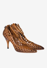 Miu Miu 80 Woven Leather Pointed Pumps Brown 5I654EFA0853ZN7_F0046