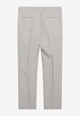 Dolce & Gabbana Pinstripe Linen Pants Gray GY6UETFR4BP/S_DOLCE-S8051