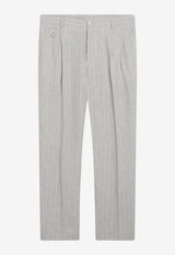 Dolce & Gabbana Pinstripe Linen Pants Gray GY6UETFR4BP/S_DOLCE-S8051