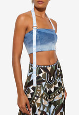 Pucci Marmo Print Cropped Denim Top Denim 6HDM55 6H900 A01