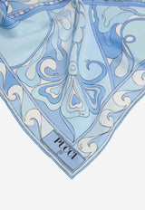 Pucci Orchidee Print Silk Triangle Scarf Light Blue 6HGB66 6HC24 2