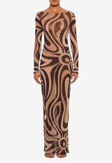 Pucci Marmo Print Sheer Maxi Dress Multicolor 6HJI37 6H769 007