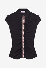 Pucci Gathered Short-Sleeved Shirt Black 6HJJ01 6H621 999