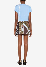 Pucci Crewneck T-shirt with Silk-Bow Light Blue 6HKM71 6H950 I03